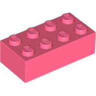 Lego kostka (kostička) 2x4, korálová (6422921)